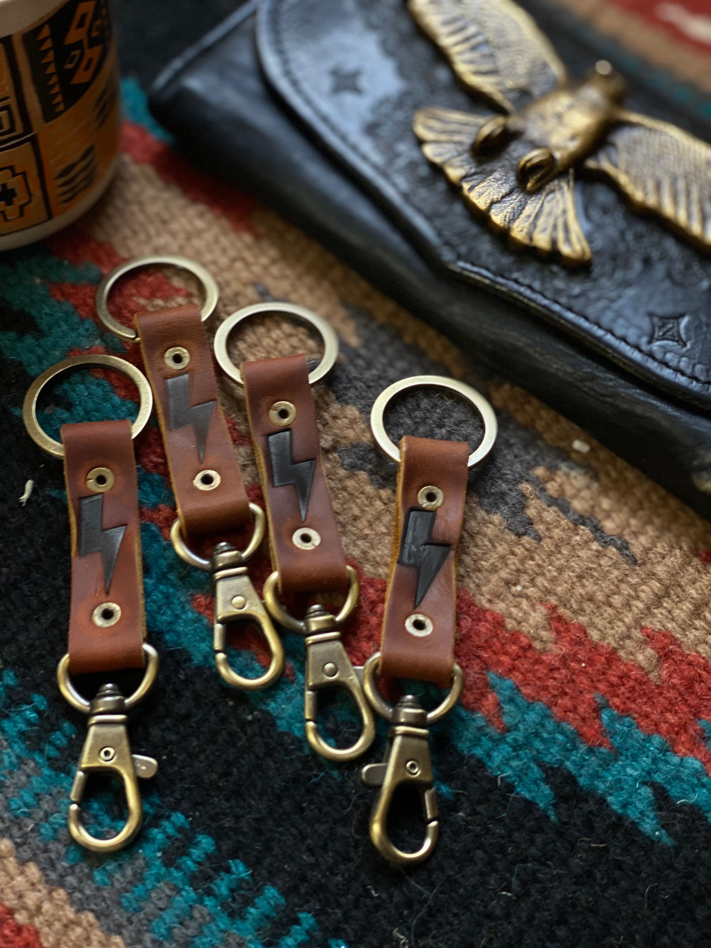 Leather Lightning Bolt Keychain | Spiritual Outlaw Co.